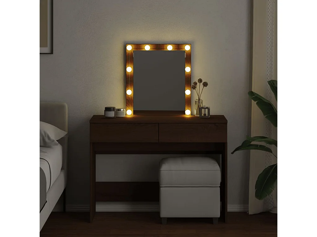 Coiffeuse avec LED chêne marron 100x40x130 cm