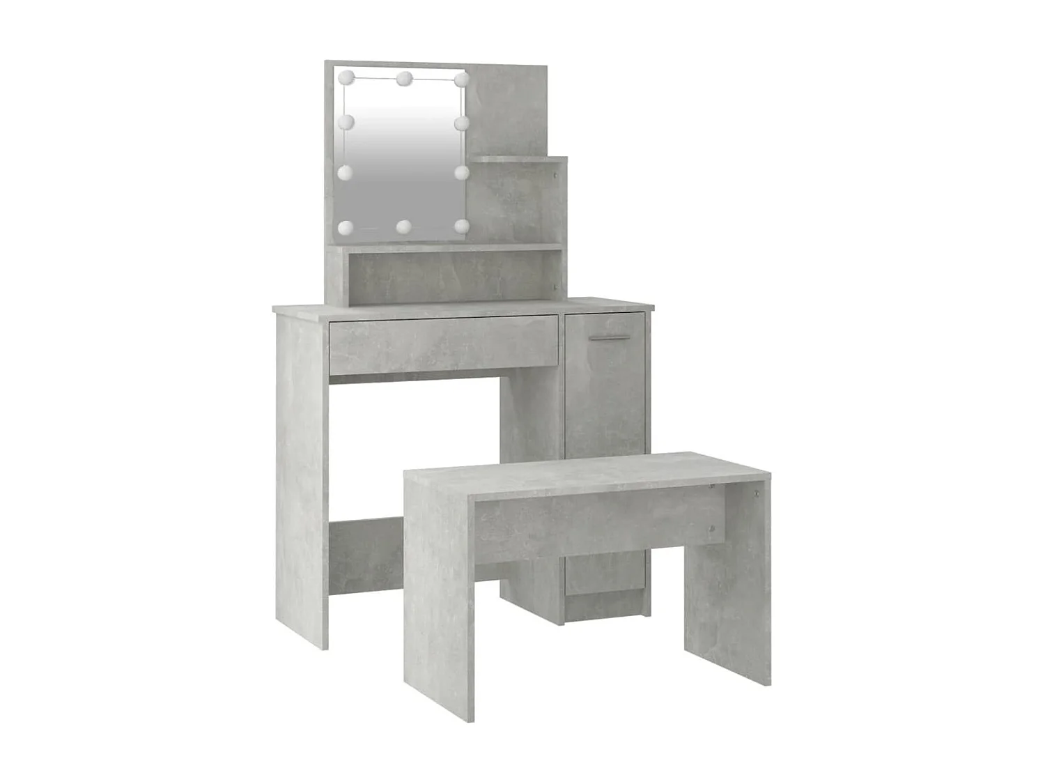 Juego de tocador con LED Madera de ingeniería gris hormigón