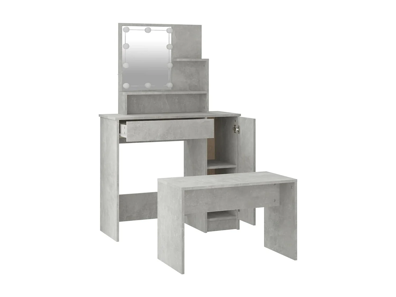 Juego de tocador con LED Madera de ingeniería gris hormigón