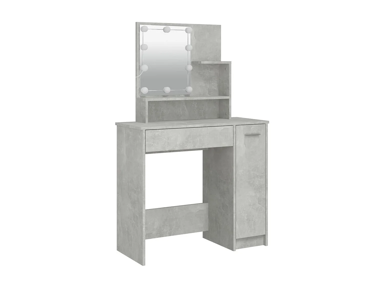 Kaptafelset met LED Betongrijs Bewerkt hout