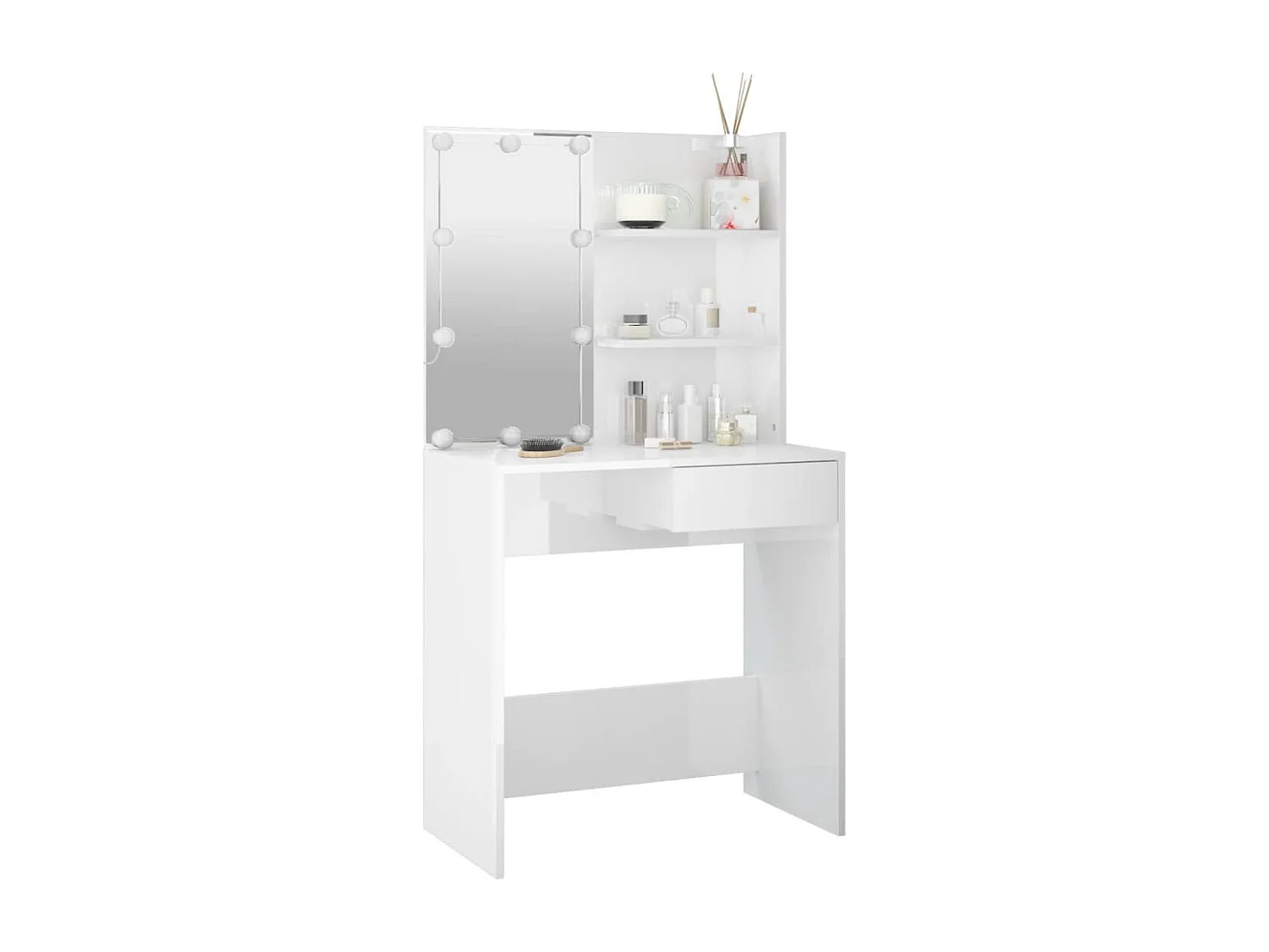 Coiffeuse avec LED Blanc brillant 74,5x40x141 cm