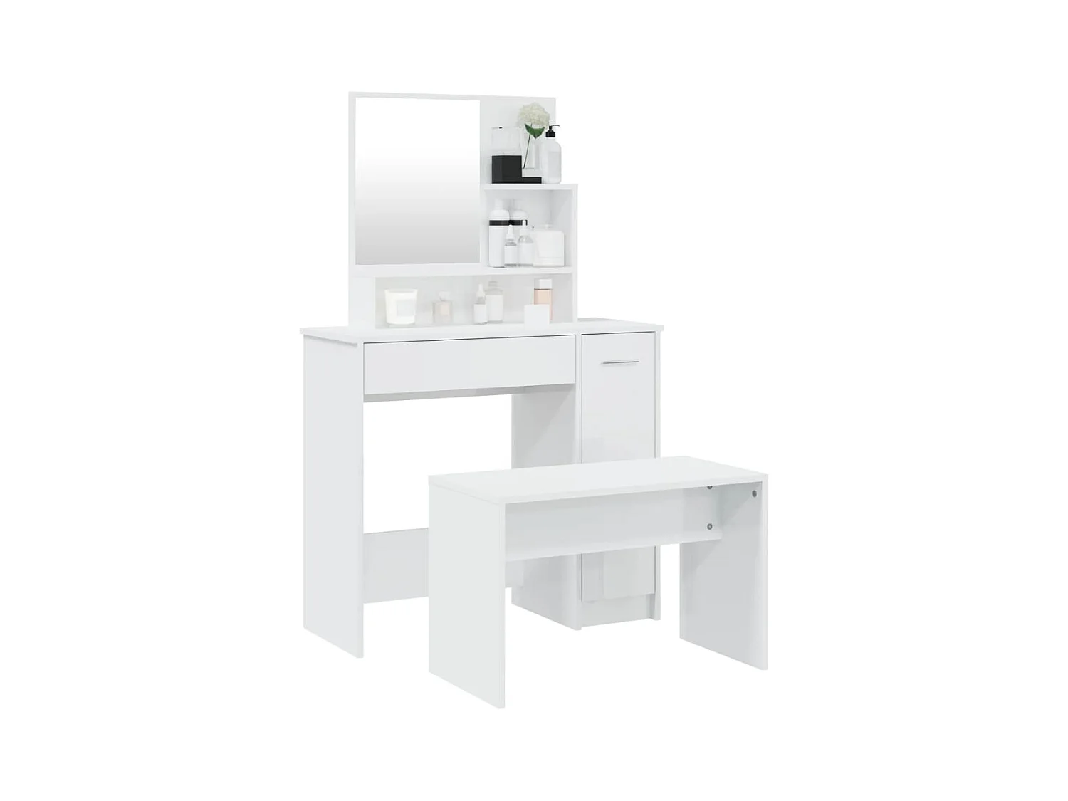 Ensemble de coiffeuse Blanc brillant 86,5x35x136 cm