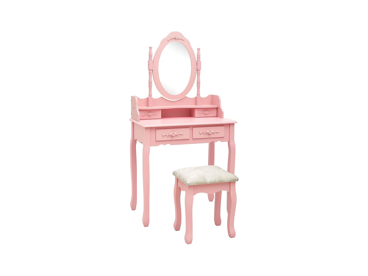 Ensemble de coiffeuse avec tabouret Rose 75x69x140 cm Paulownia