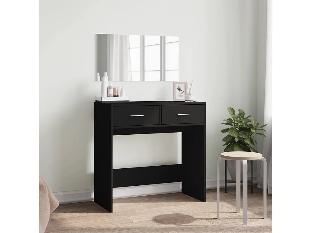 Coiffeuse avec miroir noir 80x39x80 cm