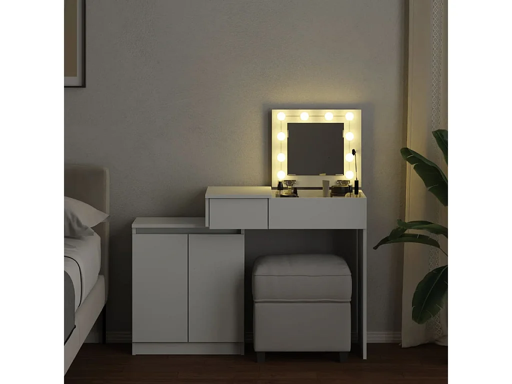 Coiffeuse avec LED blanc 115x37x110,5 cm