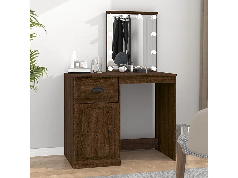 Coiffeuse avec LED chêne marron 90x50x132,5cm bois d'ingénierie