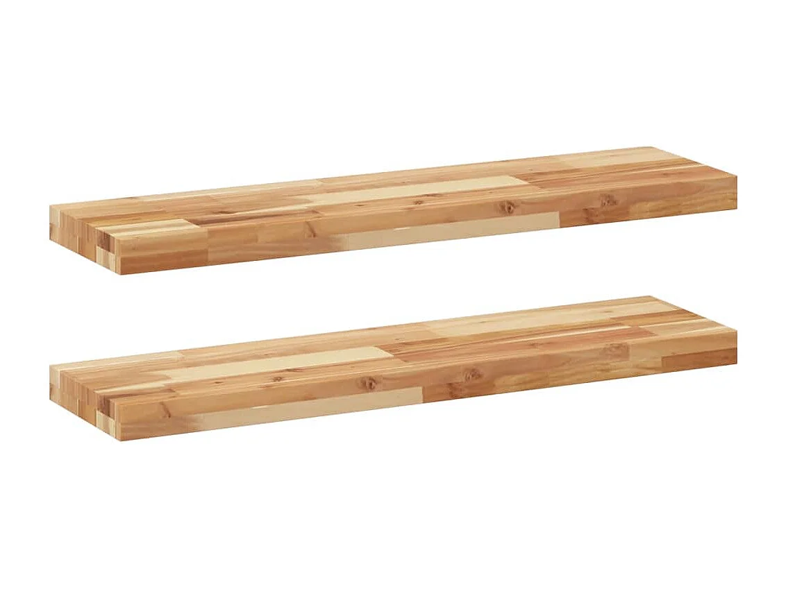 Étagères flottantes 2 pcs 80x20x4 cm acacia massif à l'huile