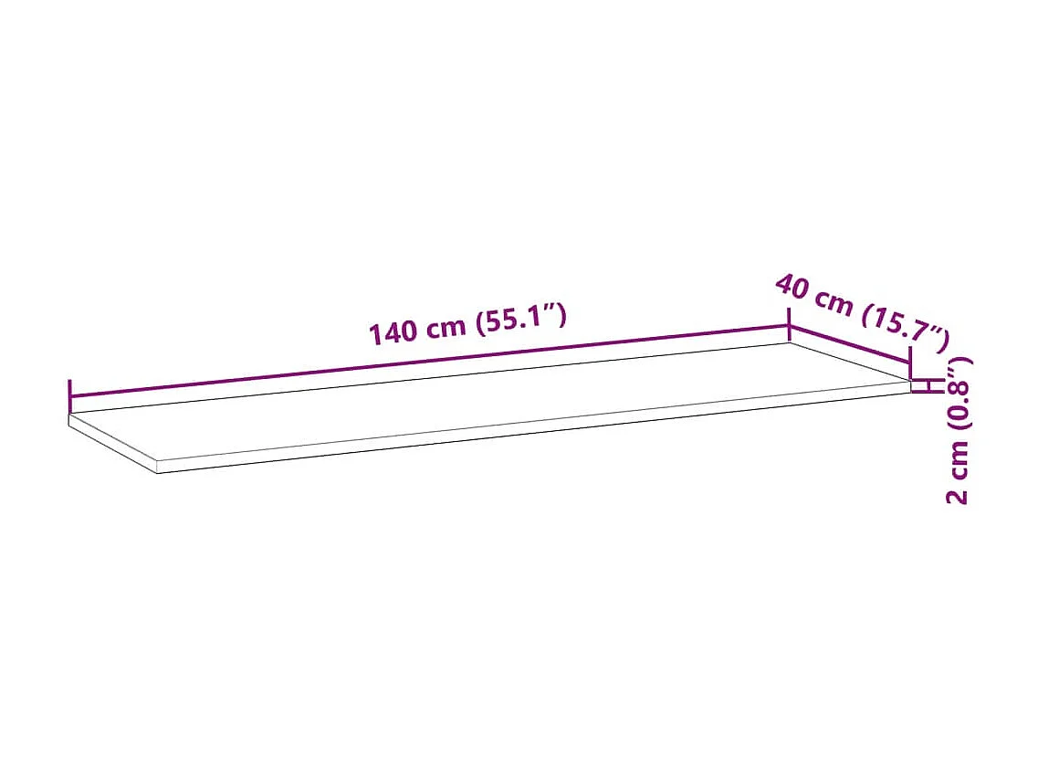 Ripiano a Parete 140x40x2cm Legno Massello Acacia Rifinito Olio