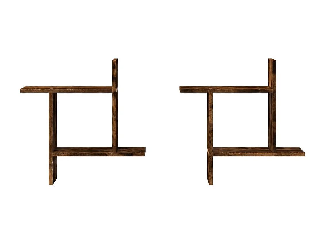 Prateleiras de parede 2 pcs derivados madeira carvalho fumado