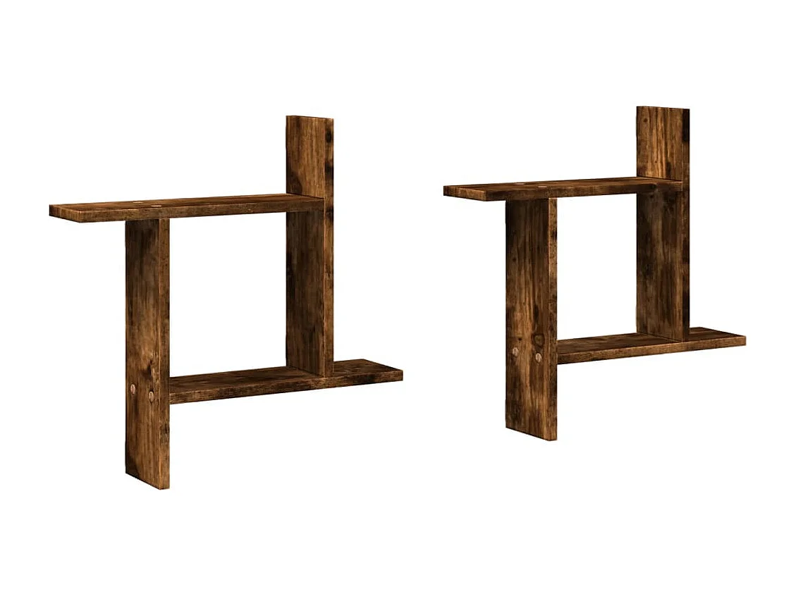 Wandregale 2 Stk. Räuchereiche 50x12x50 cm Holzwerkstoff