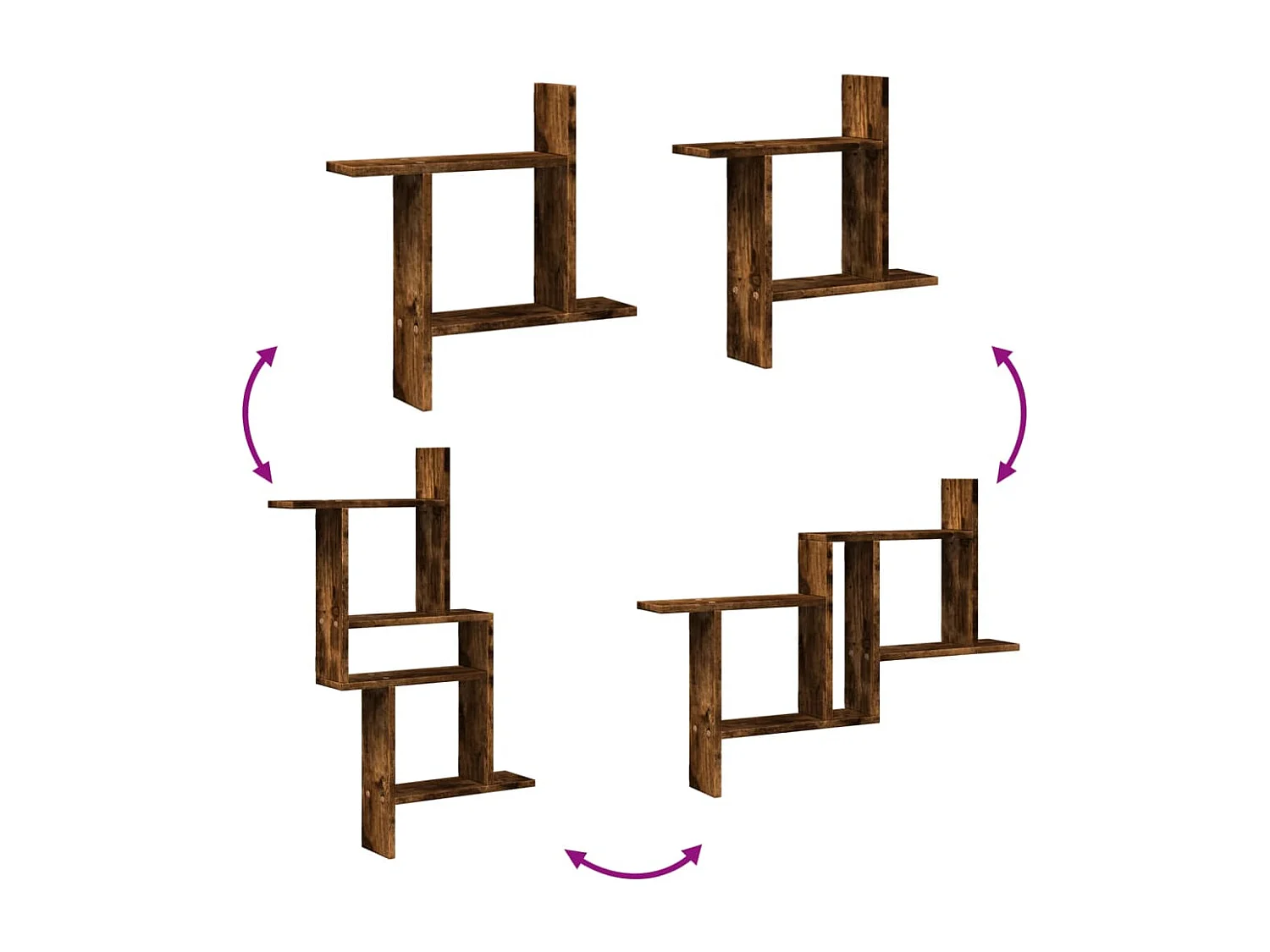 Wandregale 2 Stk. Räuchereiche 50x12x50 cm Holzwerkstoff