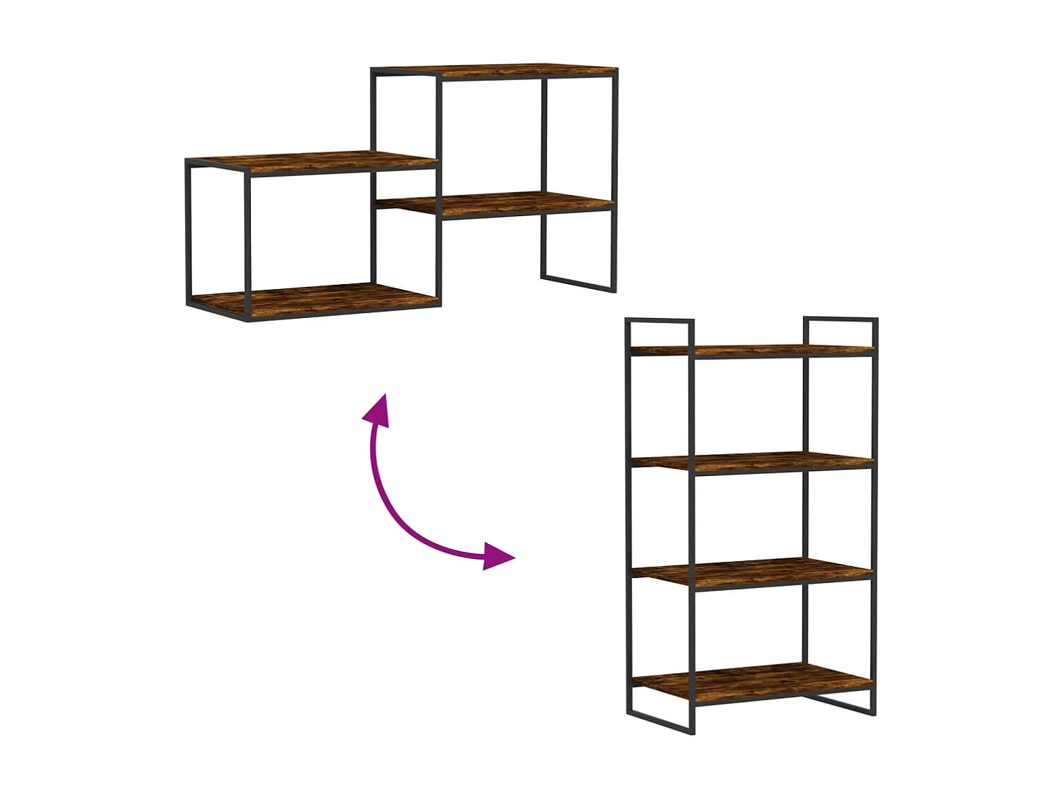 Mensole Parete 4pz Rovere Fumo 60x40x1,5 cm Legno Multistrato