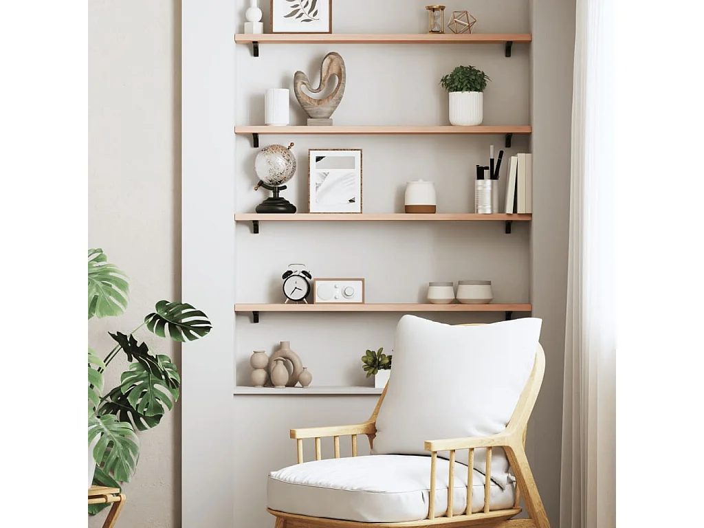 Estante de pared madera maciza de roble sin tratar 100x10x2 cm