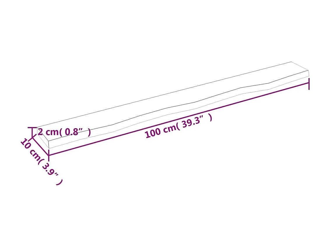 Estante de pared madera maciza de roble sin tratar 100x10x2 cm