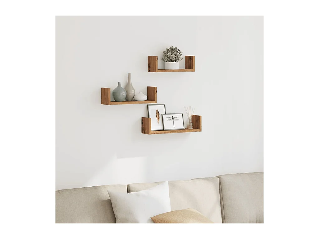 Étagères murales 3 pcs chêne artisanal bois d'ingénierie
