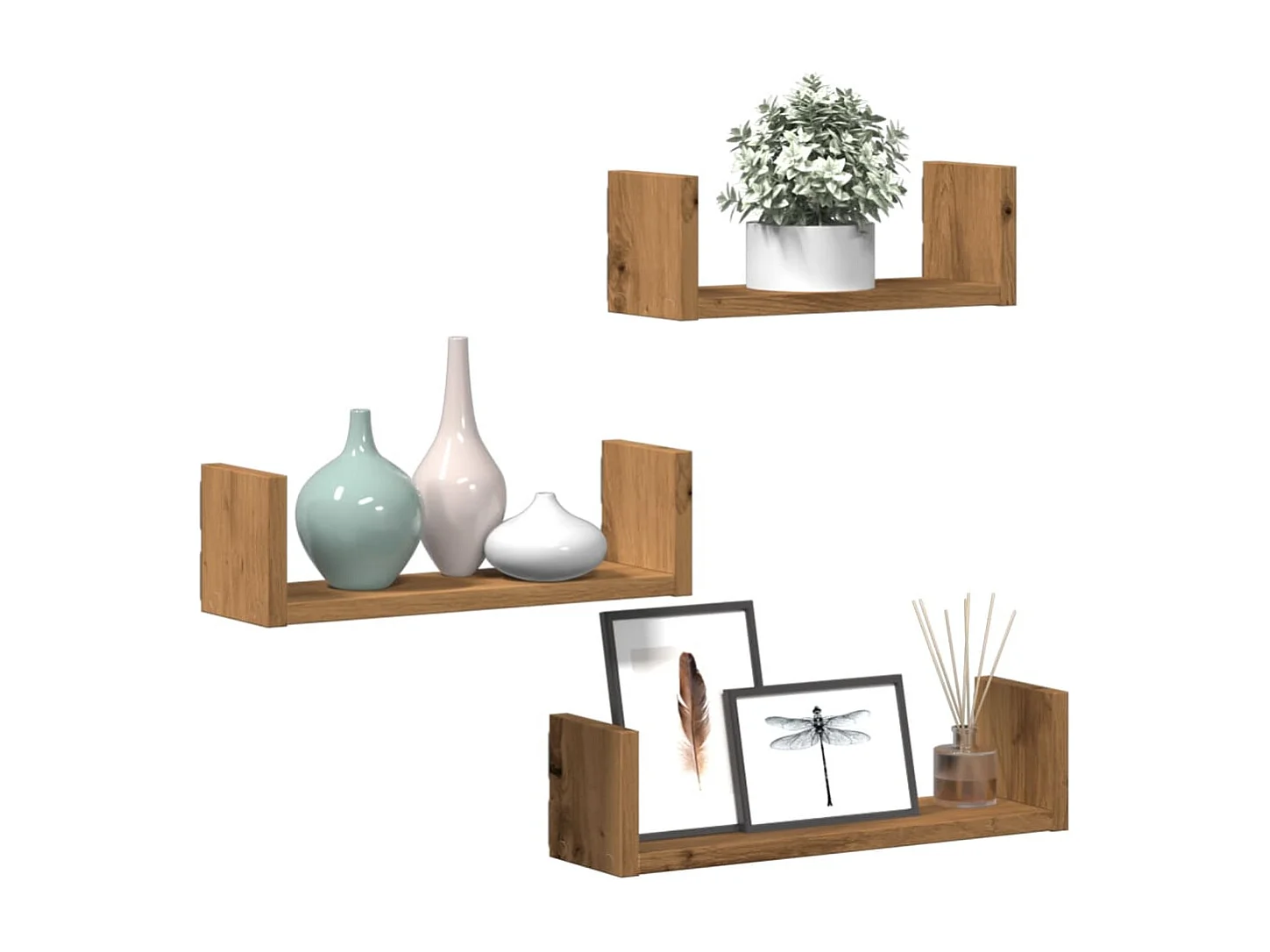 Étagères murales 3 pcs chêne artisanal bois d'ingénierie