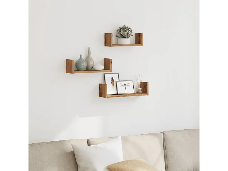 Wandregale 3 Stk. Artisan-Eiche Holzwerkstoff