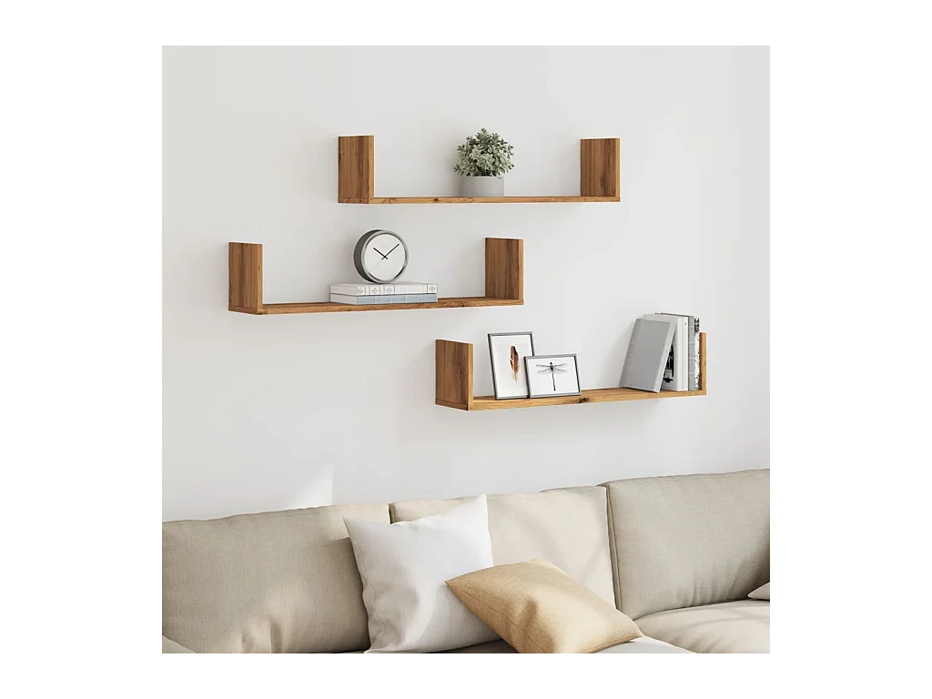 Étagères murales 3 pcs chêne artisanal bois d'ingénierie