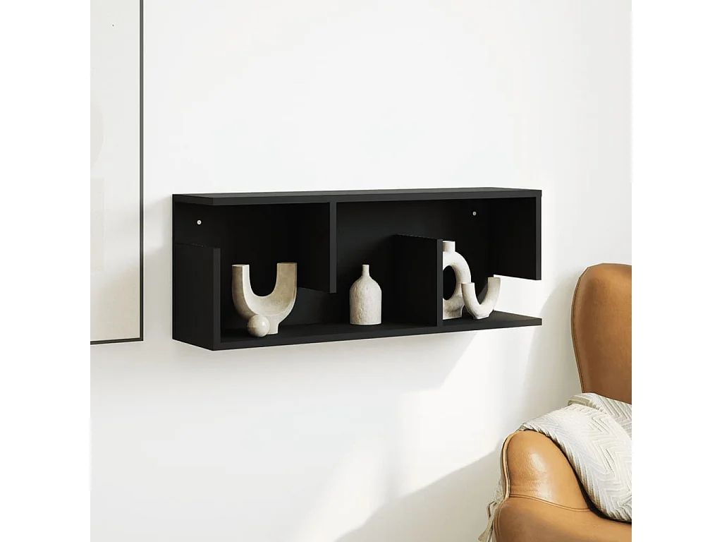 Mobile a Parete 80x20x30 cm Nero in Legno Multistrato