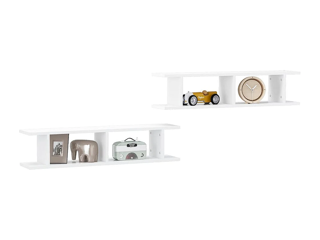 Étagères murales 2 pcs Blanc 90x18x20 cm bois d'ingénierie