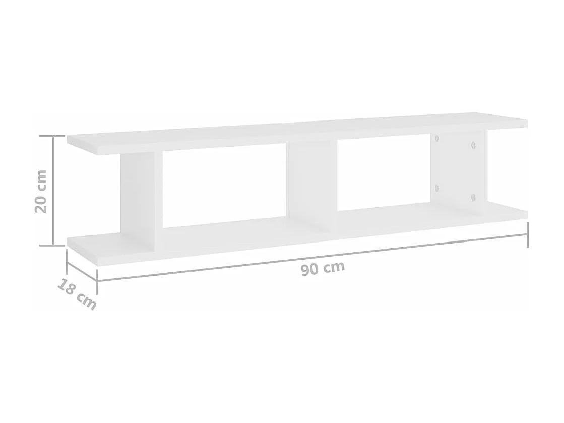 Étagères murales 2 pcs Blanc 90x18x20 cm bois d'ingénierie