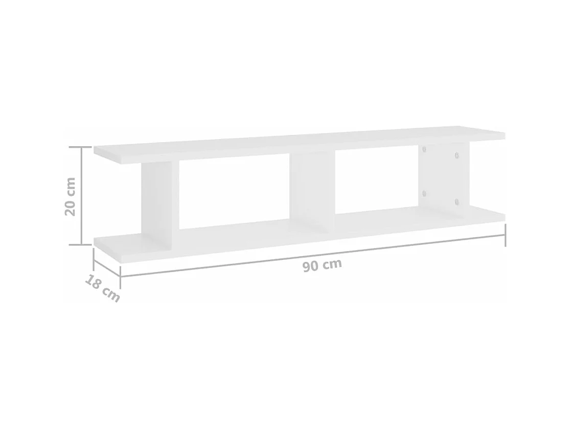 Mensole da Parete 2 pz Bianche 90x18x20 cm in Legno Multistrato