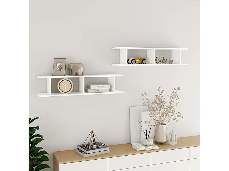 Étagères murales 2 pcs Blanc 90x18x20 cm bois d'ingénierie