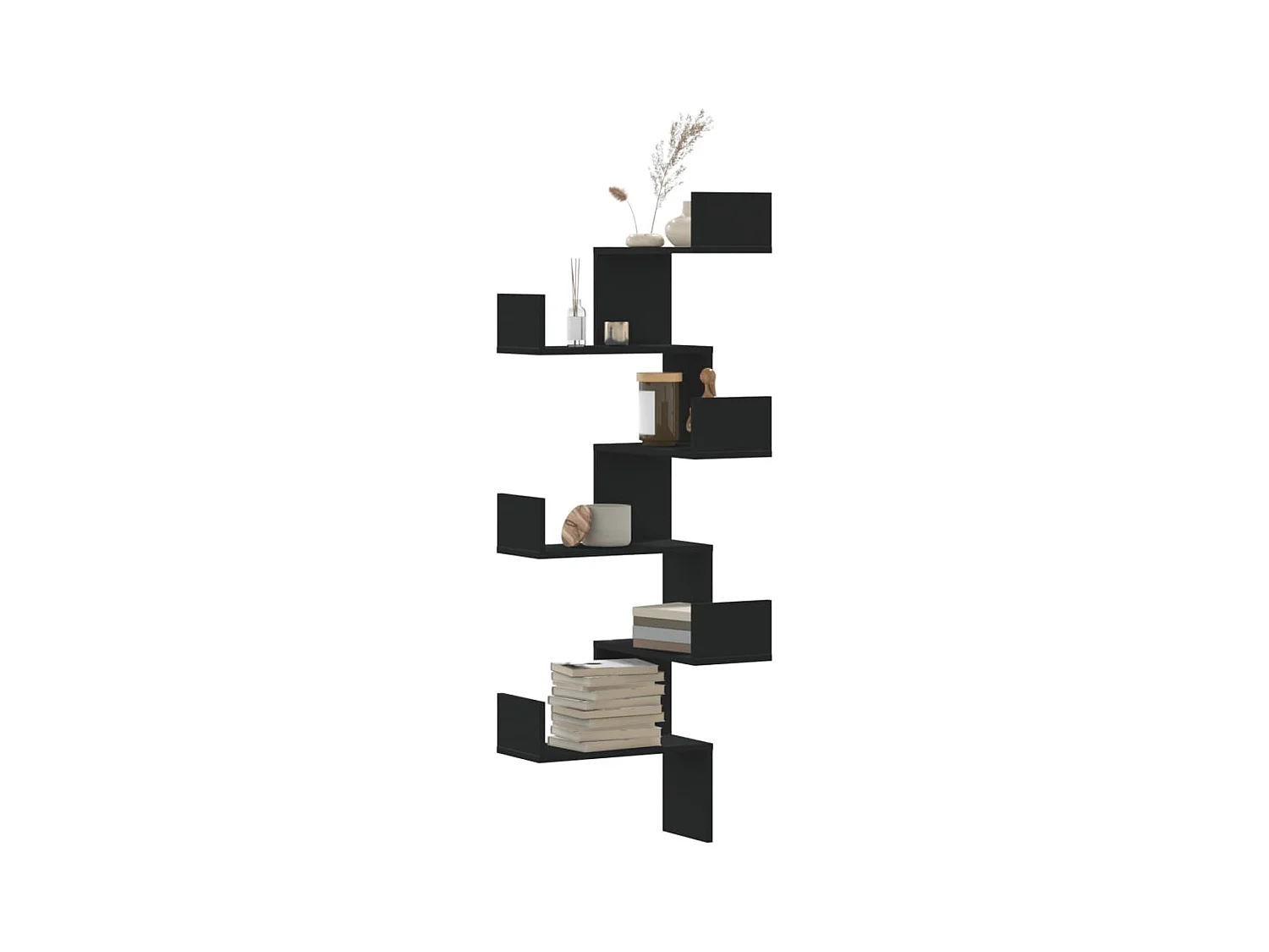 Scaffale Angolare Muro Nero 45x45x147 cm Legno Multistrato
