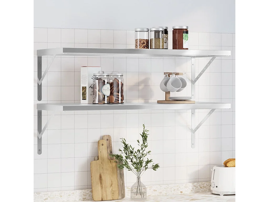 Mensole a Muro 2 pz 100x40 cm Argento in Acciaio Inossidabile