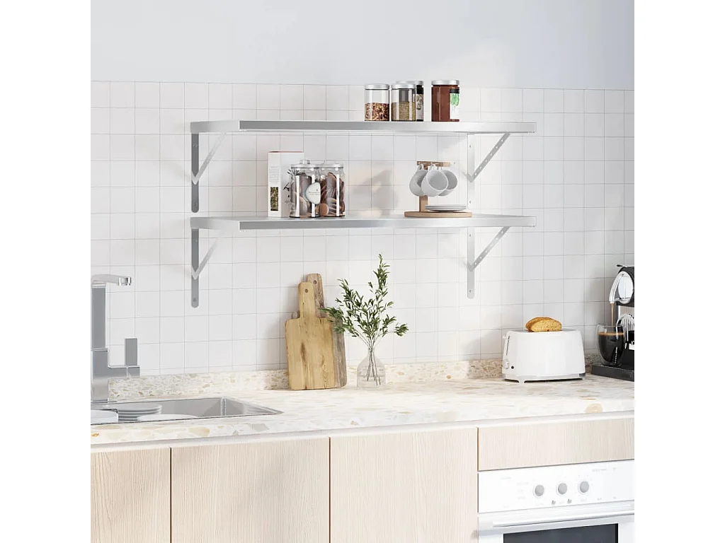 Mensole a Muro 2 pz 100x40 cm Argento in Acciaio Inossidabile