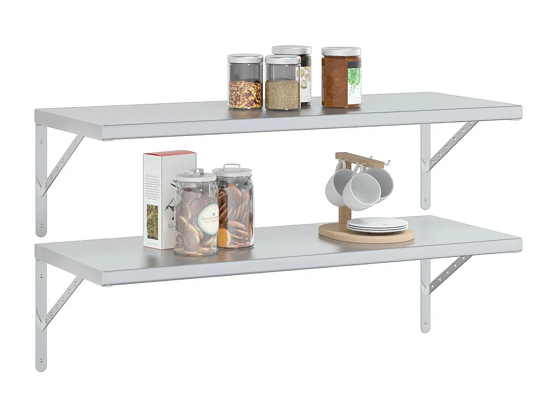 Mensole a Muro 2 pz 100x40 cm Argento in Acciaio Inossidabile