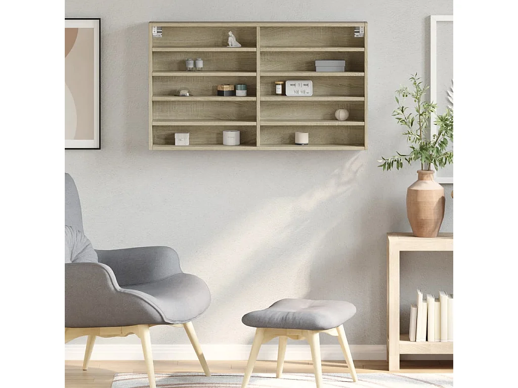 Armoire à vitrine chêne sonoma 100x15x58 cm bois d'ingénierie