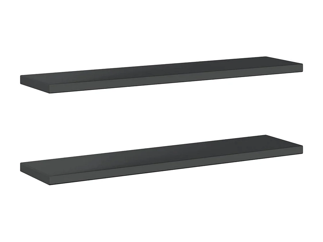 Mensole a Muro 2 pz 100x23,5x3 cm Nero in Acciaio Inossidabile
