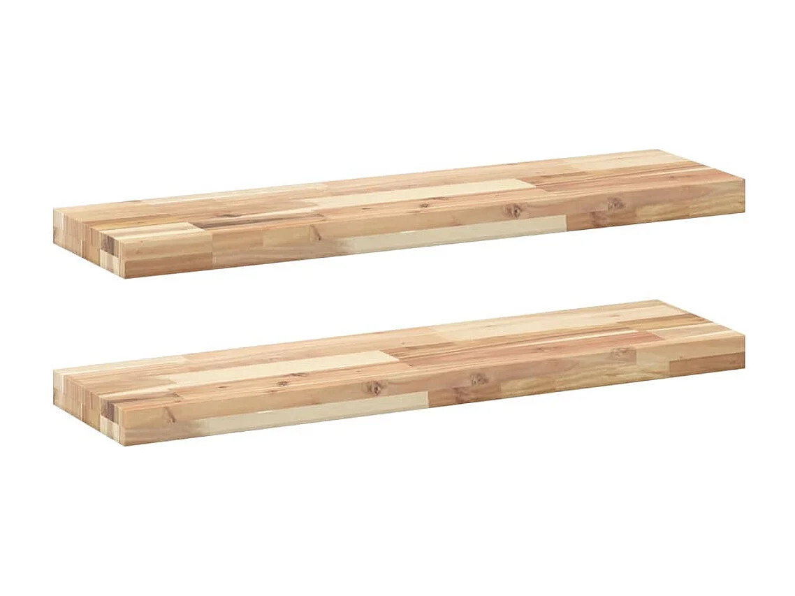 Mensole da Parete 2 pz 100x20x4 cm Legno Acacia Non Trattato