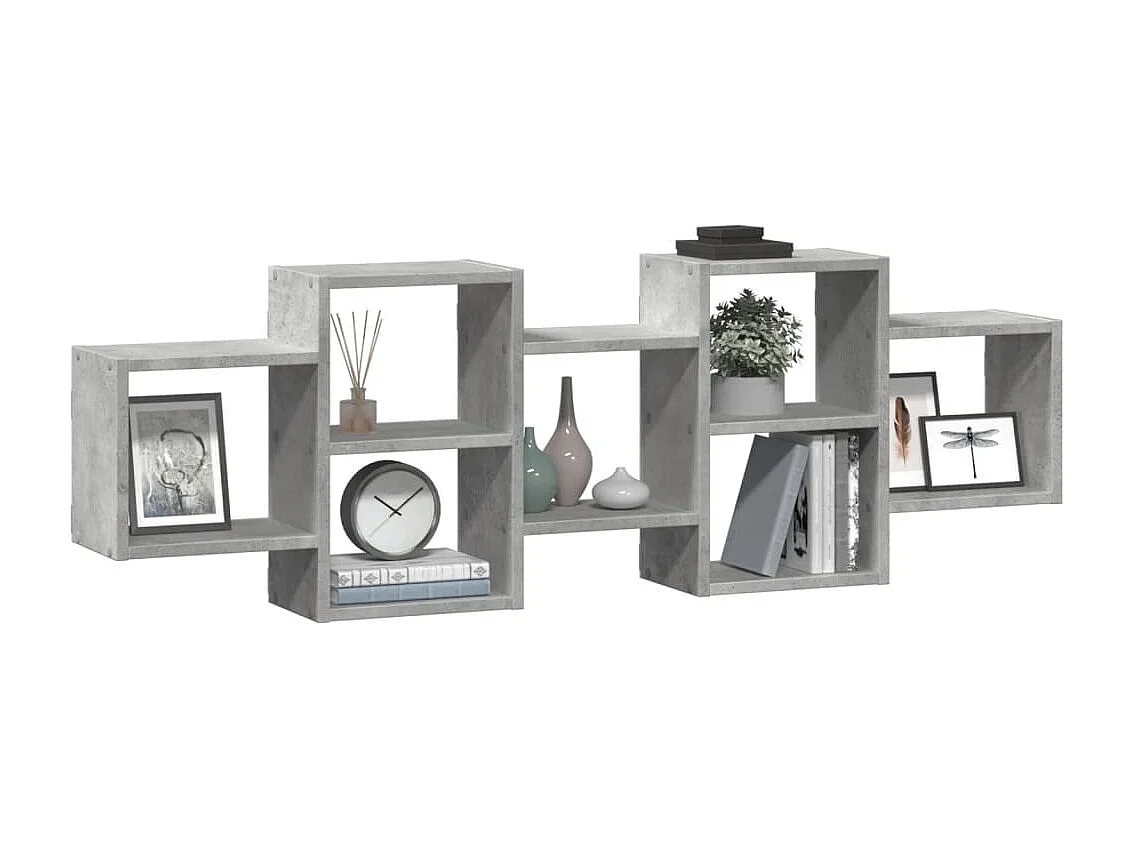 Estante de pared madera ingeniería gris hormigón 129x18x42 cm