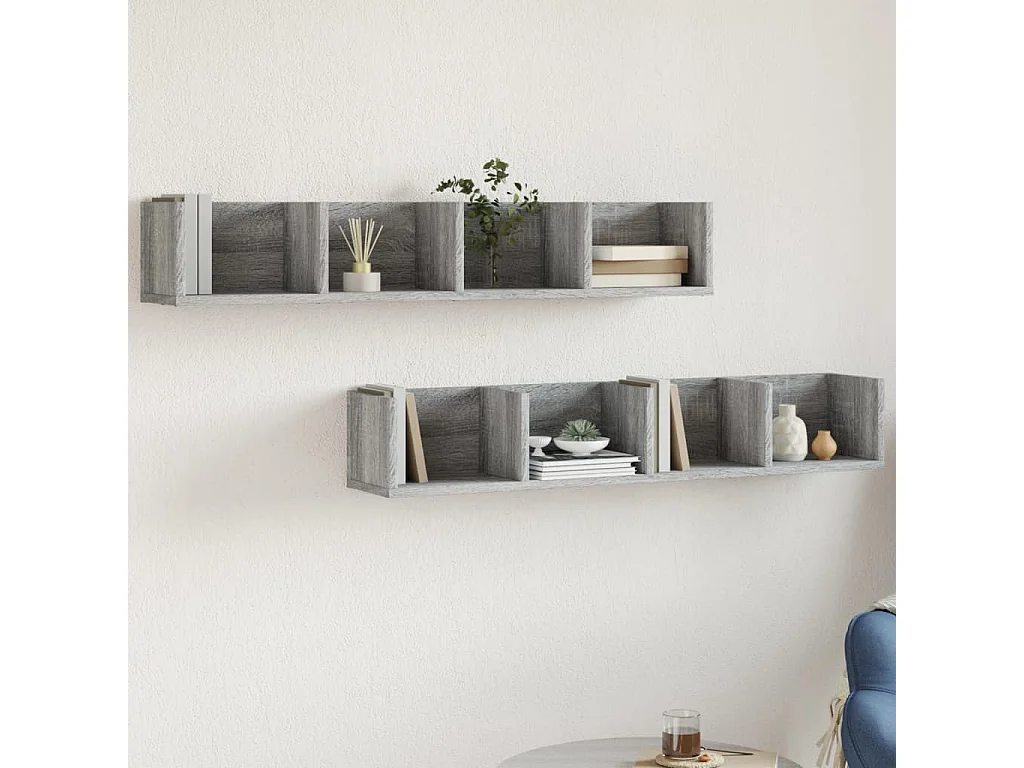 Mobili Parete 2 pz Grigio Sonoma 99x18x16,5cm Legno Multistrato