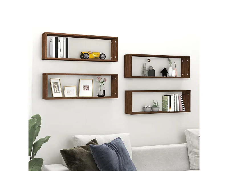 Prateleiras em cubo 4pcs derivados de madeira carvalho castanho