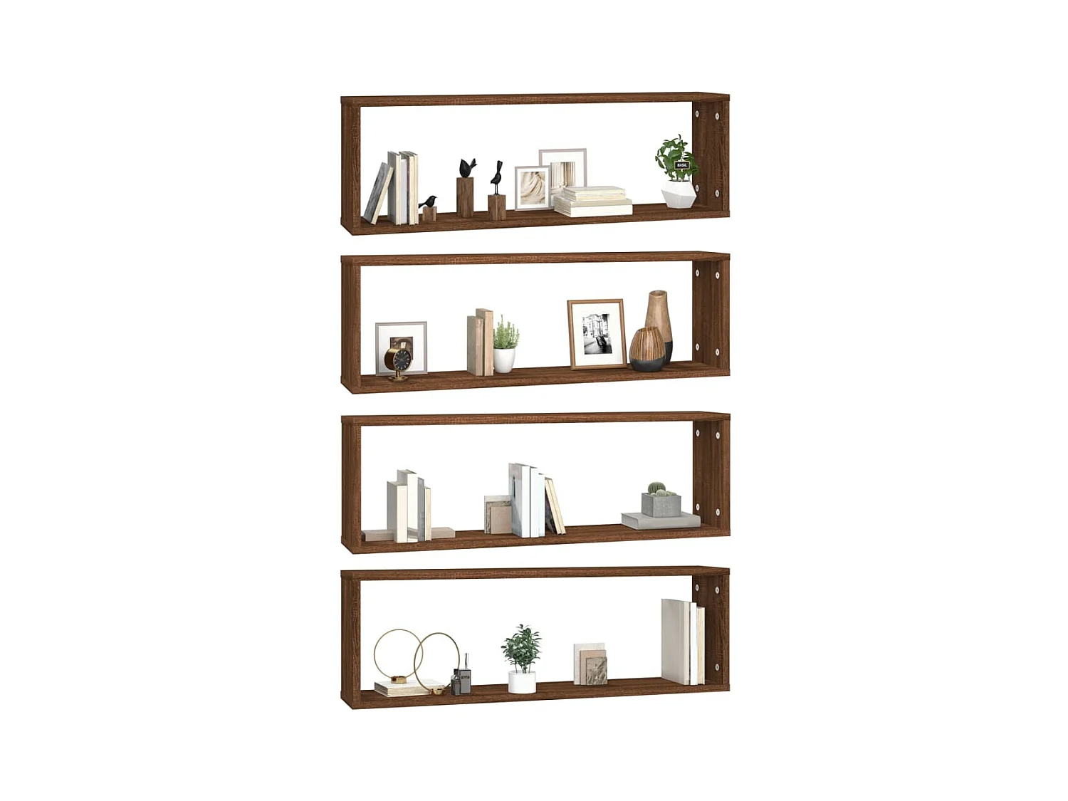Prateleiras em cubo 4pcs derivados de madeira carvalho castanho