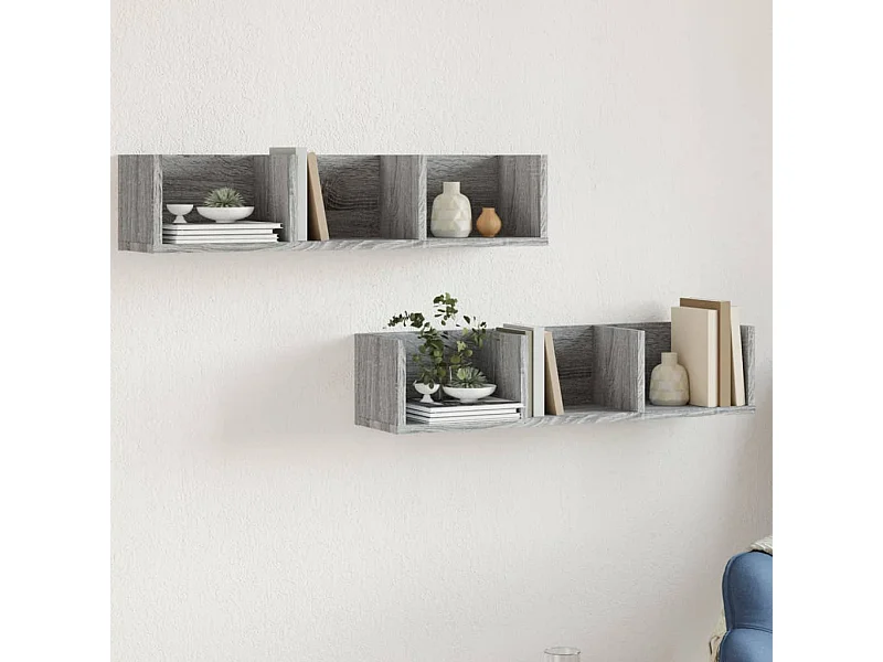 Armoires murales 2pcs sonoma gris 75x18x16,5 cm bois ingénierie