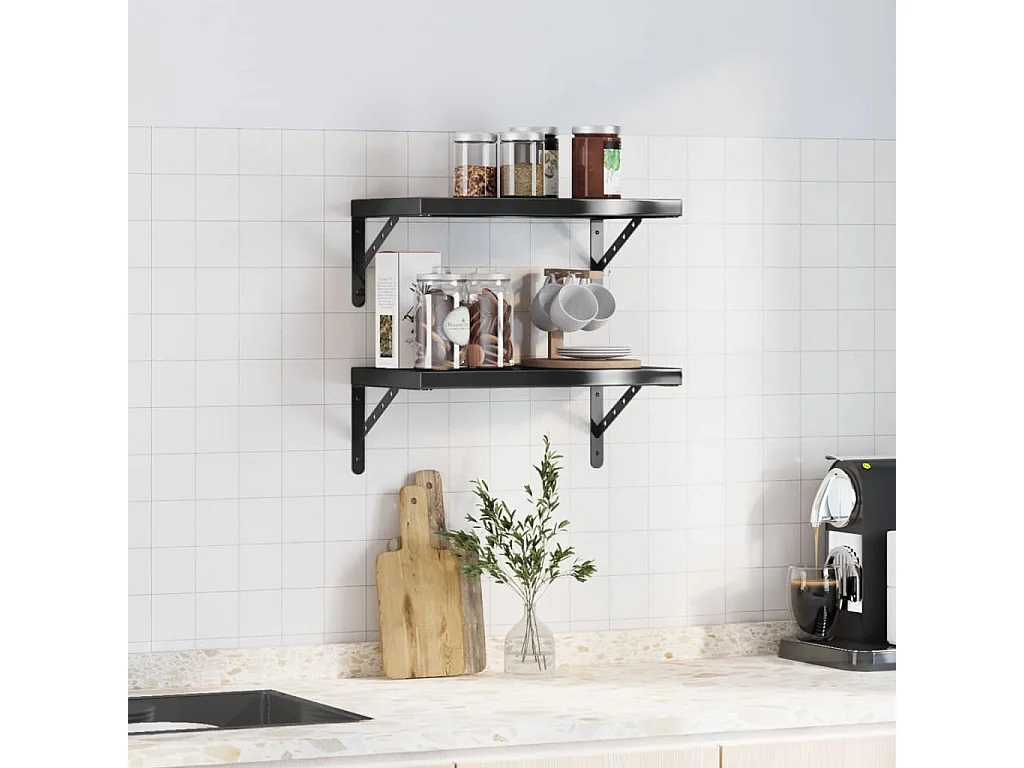 Prateleiras de parede 2 pcs 50x30x3 cm aço inoxidável prateado