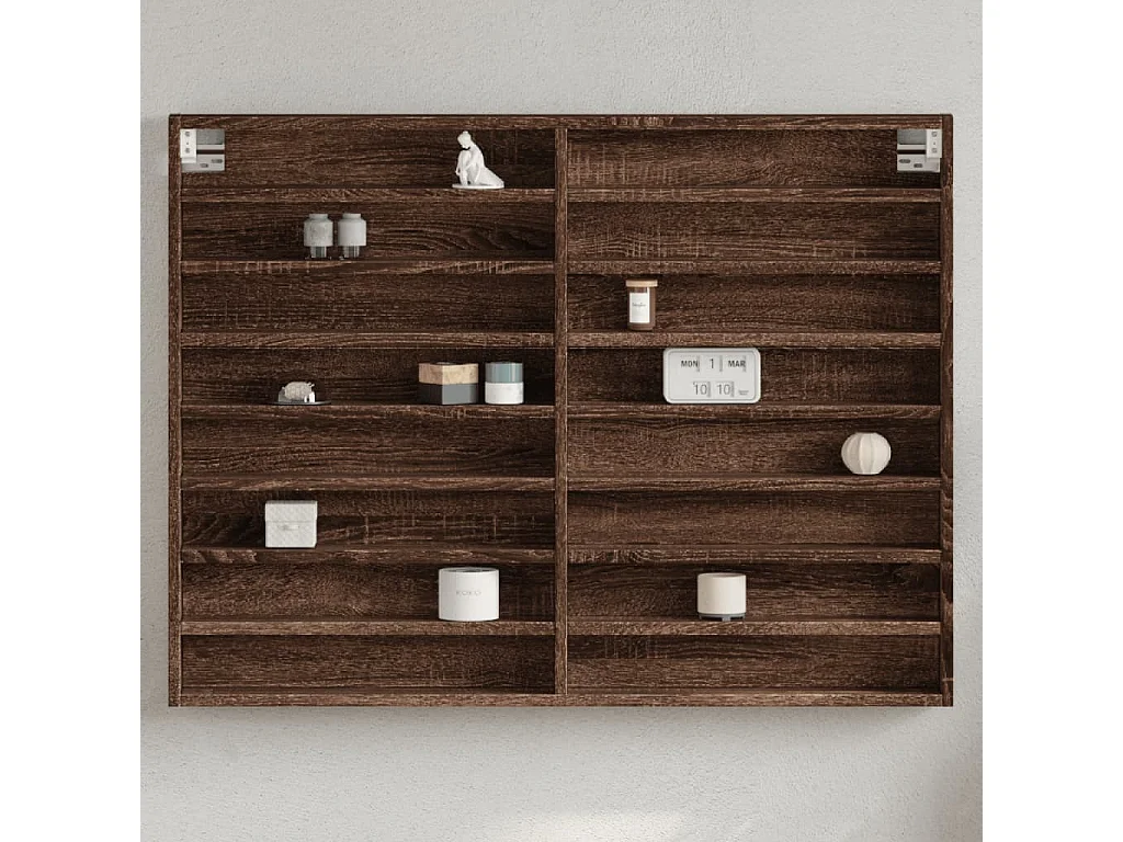 Vitrinenschrank Braun Eichen-Optik 100x8,5x75 cm Holzwerkstoff