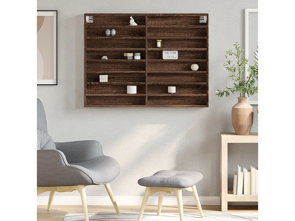 Vitrinenschrank Braun Eichen-Optik 100x8,5x75 cm Holzwerkstoff