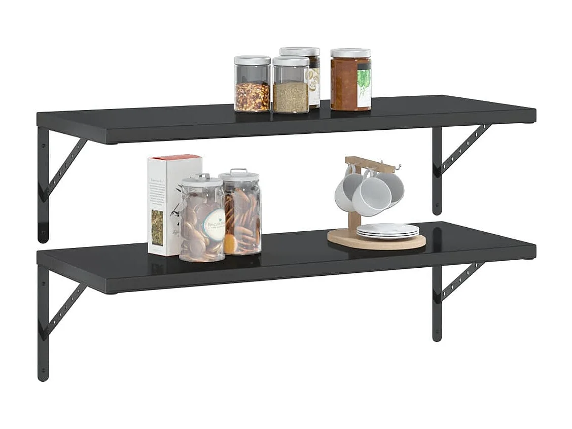 Wandregale 2 Stk. 100x40 cm Schwarz Edelstahl