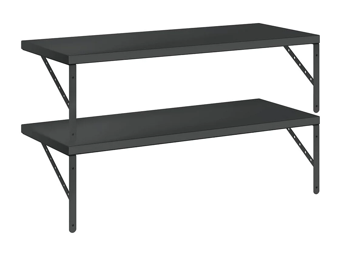 Wandregale 2 Stk. 100x40 cm Schwarz Edelstahl
