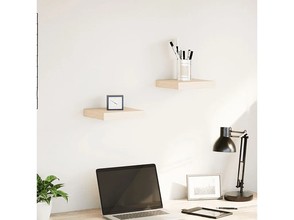 Étagères flottantes 2 pcs 23x23,5x4 cm bois d'ingénierie