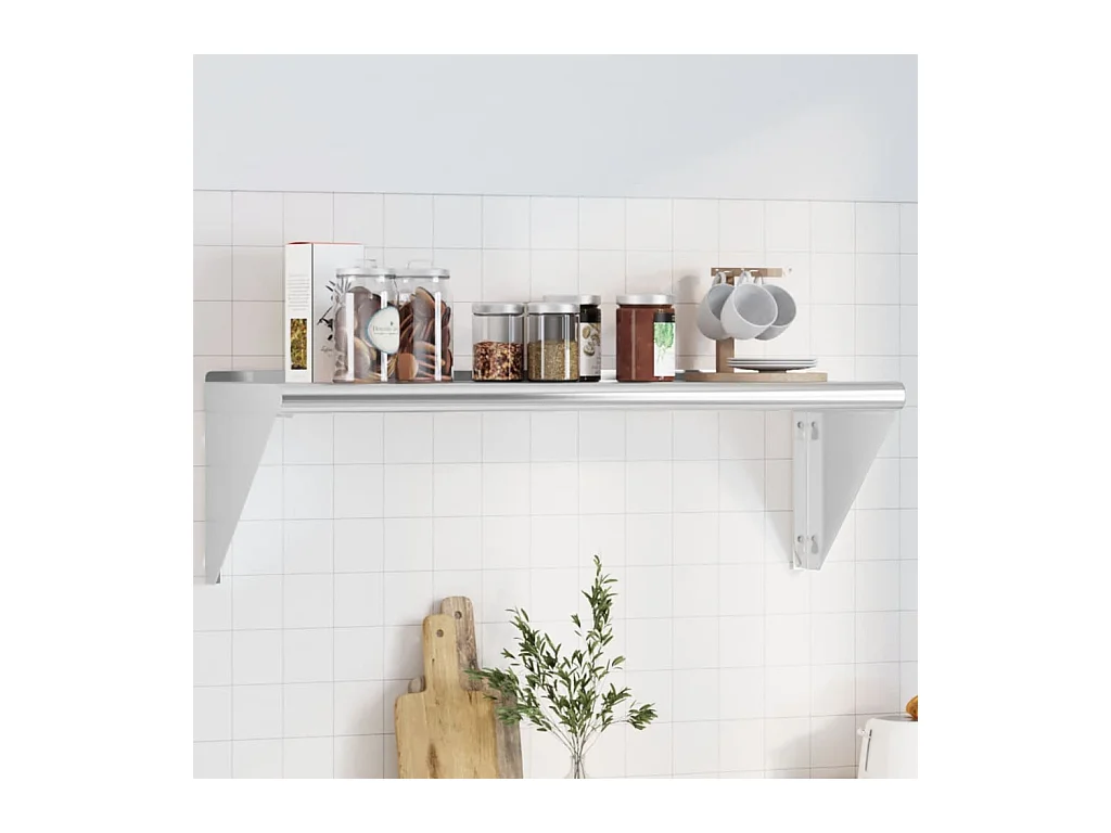 Mensola a Muro 100x30x31 cm Argento in Acciaio Inossidabile