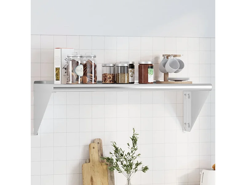 Mensola a Muro 100x30x31 cm Argento in Acciaio Inossidabile