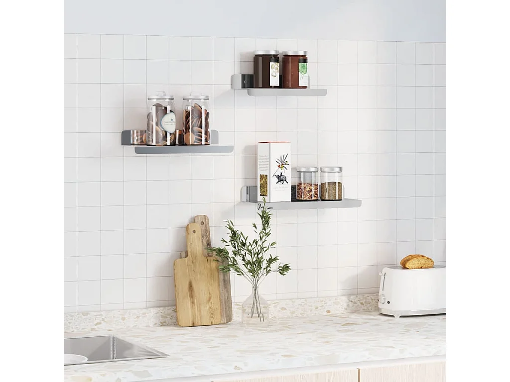 Étagères murales 3 pcs argenté acier inoxydable