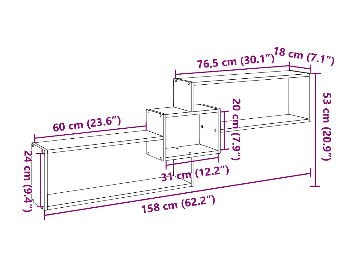 Wandschrank 158x18x53 cm Eichen-Optik Holzwerkstoff
