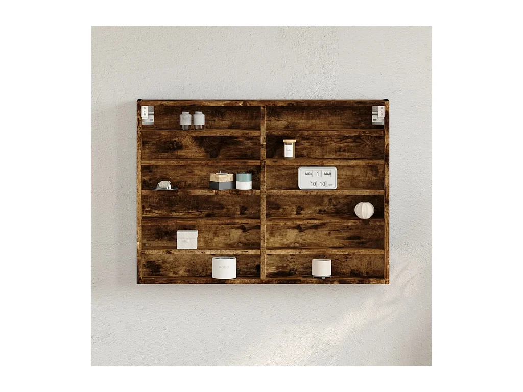 Vitrinekast 80x8,5x58 cm bewerkt hout gerookt eikenkleurig